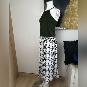 Black & White Circle Print Maxi Skirt